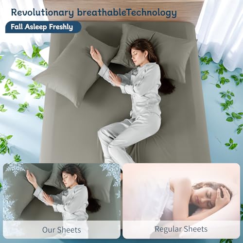 image for Shilucheng 100% Cotton Sheets Queen Size 4pcs - Ultra Breathable & Coo