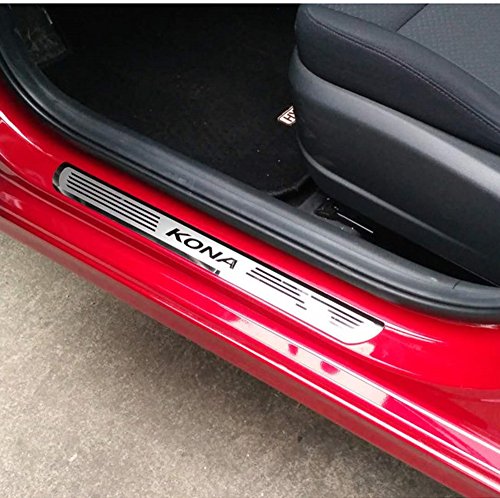 Weigesi for Hyundai KONA 2018-2021 Steel Door Sill Protector Door Sill Scuff Plate Cover Trim