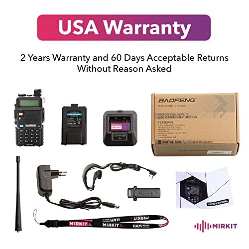Mirkit Ham Radio Baofeng Uv-5R Mk4 8 Watt Max Power Two Way Radio With 1800 Mah Li-Ion Battery Pack And Mirkit Lanyard For Your Baofeng Radio And Mirkit Software For Walkie Talkie #TOP5