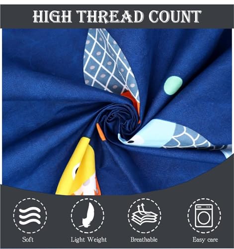 Image of Filymore Cute Fish 3-Piece Kids Bedding Set - Single Bed Comforter, Matching Bedsheet & Pillow Cover - Soft Peach abd White Design for Children's Room(90X60) inch