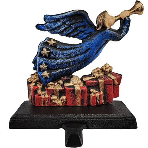 Lulu Decor, Cast Iron, Dark Blue Fairy/Angel Christmas Stocking Holder, Strong and Durable Hook, Measures 6x5 (Fairy/Angel)