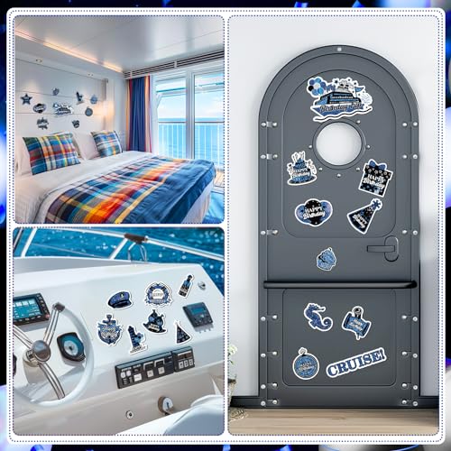 Imanes decorativos barco cumpleaños azul negro plata miniatura 5