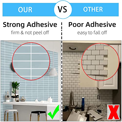 Adodecor Backsplash Tile For Kitchen Peel And Stick, New Upgrade Self Adhesive 12" X 12" Peel And Stick Backsplash For Kitchen, Stick On Tiles For Backsplash Kitchen And Bathroom, Airy Blue (10-Sheet) #TOP4