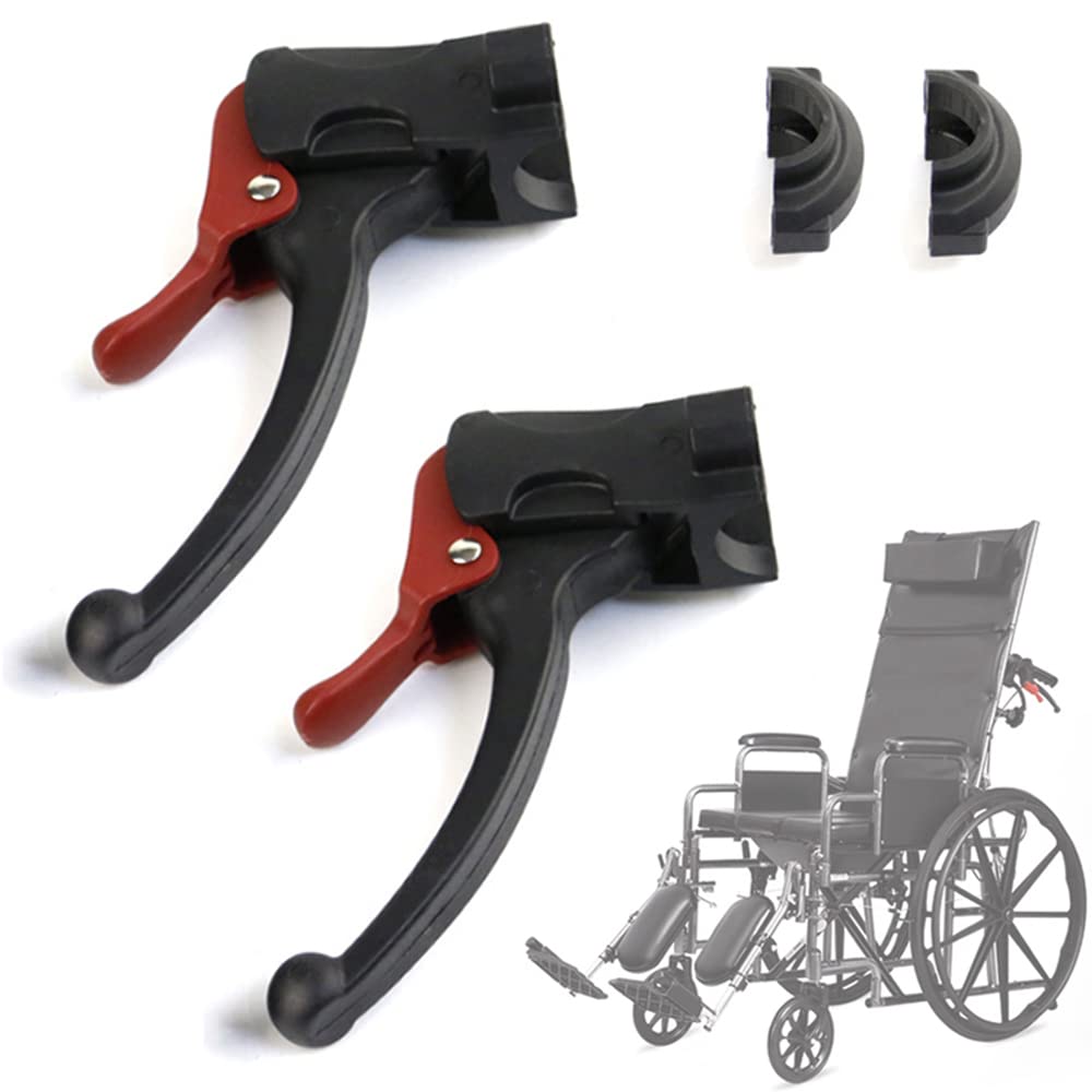 Litematira Black Wheelchair Hand Brake With Self-Locking Brake System, Attendant Wheel Lock Brake Levers Replacement, Fits 1" Tube, 1 Pair