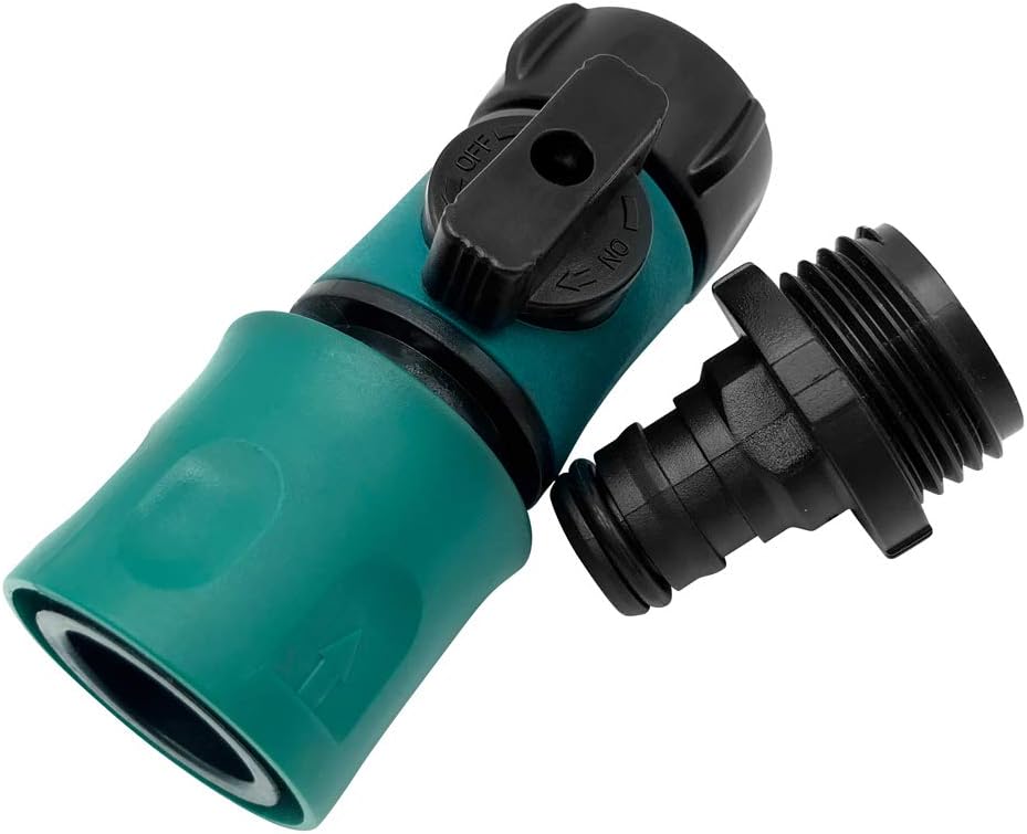 Plastic Garden Hose Quick Connect with Shutoff Valve Set Male and Female, 3/4” Quick Connectors with Valve for Water Hose Coupling, Quick Release Kit Hose Fittings and Adapters (5 Sets/ 10 Pc)