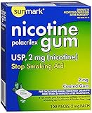 Sunmark Nicotine Polacrilex Coated Gum, 2 mg, Cool Mint 100 each