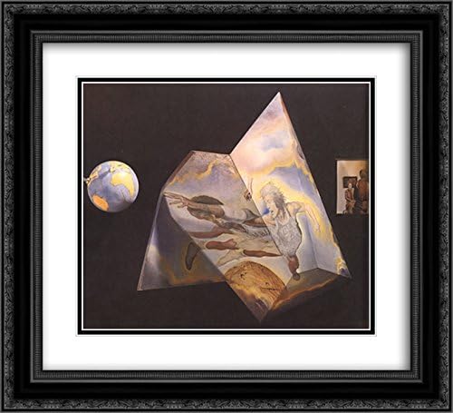 ArtDirect Salvador Dali 2X Matted 22x20 Black Ornate Framed Art Print 'Polyhedron. Basketball Players Being Transformed into Angels (Assembling a Hologram - The Central Element)'