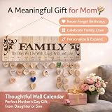 Gifts for Mom Grandma from Daughter, Unique Wooden Family Birthday Reminder Tracker Calendar Board Wall Hanging with 100 Tags, Best Gift Ideas for Christmas Birthday Mother's Day