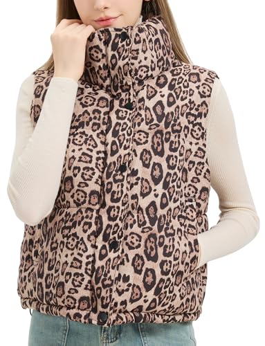 Gilet chaud à motif léopard femme veste sans manches pour rester au chaud sans s'encombrer