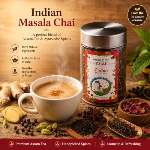 Image of World of Chai Indian Masala Tea with Saffron & Tulsi, 100 g
