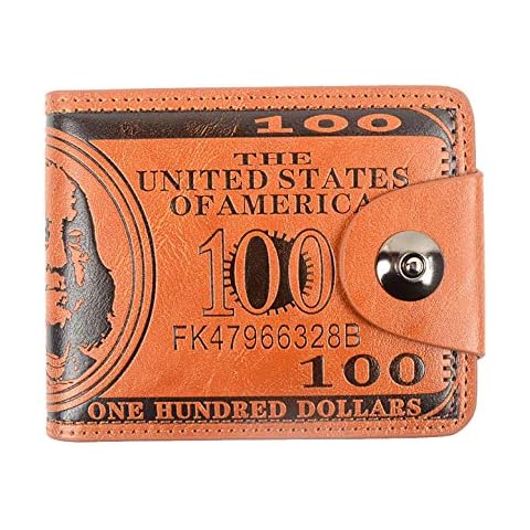 POPUCT New Men's US Dollar Bill Money Bifold Wallet (Brown) Cover