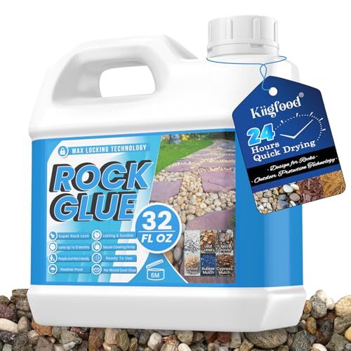 Rock Glue - 32OZ Lockdown Sticky Mulch Glue for Landscaping, Long-Lasting, Ready-to-Use, Gravel Binder for Stones, Pea Gravel, Pebbles, Outdoor Stabilizer for Garden Borders, Yards, Paths, Patios