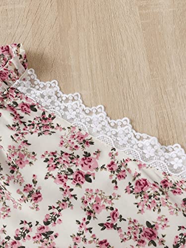 Oyoangle Girl' Floral Print Casual Ruffle Cami Halter Top Sleeveless Button Blouses Multicolor 11 Years #TOP5