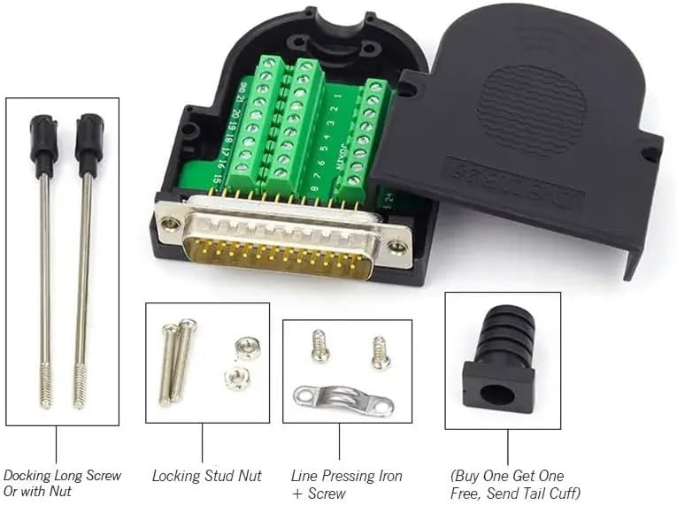 DB25 Breakout Connector Industrial Male Female Soldering-Free D-SUB 25PIN Plug Adapter DB 25 Weld-Free Serial Parallel Port Plug(SF)