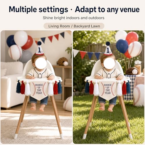 Rookie of the Year First Birthday Baseball High Chair Banner with Felt Hat by Yrrue - Used condition - Image 8