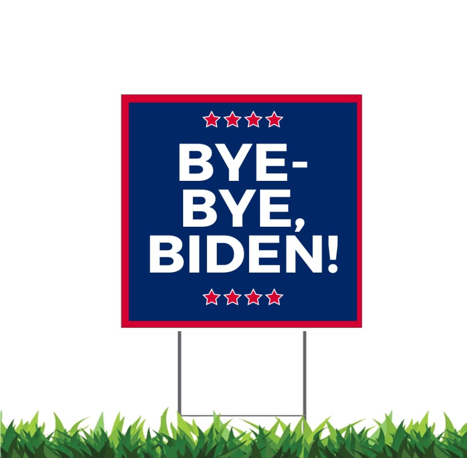 (M) Bye-Bye, Biden Yard Sign 24x24" Square Yard Sign (Outdoor, Weatherproof Corrugated Plastic) Metal Stake Included, by M&R