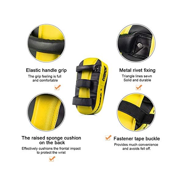 Overmont Taekwondo Kick Pad with Curved Punching Surface Karate Kicking Shield PU Leather for Boxing Martial Art Kickboxing Training(1 Pc Sold as Single)