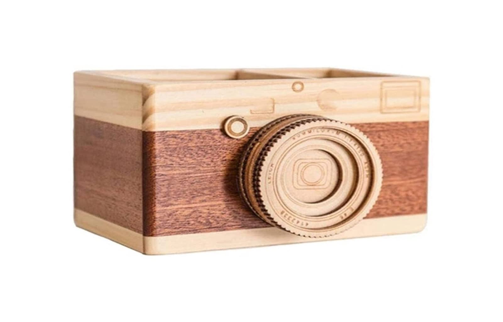 Stiftehalter Stifthalter Stifteköcher Bleistifthalterkamera-förmige prägnante Holz-Especial-Stift-Container for Büro Stiftköcher Schreibtisch Organizer (Color : A)