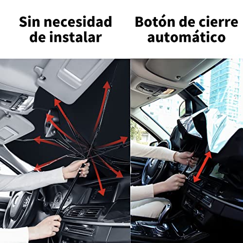 Parasol de Coche Plegable Universal- Parabrisas con Protección Rayos UV Ventana Delantera Metalizado Aislante del Calor (78x140cm) - imagen 5