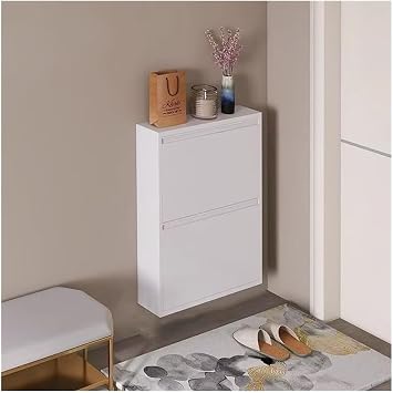 Metal Wall Mounted Shoe Cabinet, Slim Hanging Shoe Organizer, Narrow Flip Down Shoe Cabinet for Entryway, Space- Saving Steel Shoe RackWidth50cm,Height 70cm