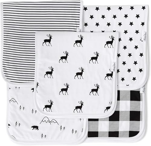 Image of KiddyStar 5-Pack Organic Cotton Burp Cloths, Hand Towel, Baby Towel, Washcloth – Absorbent, Multi-Purpose, Soft & Large