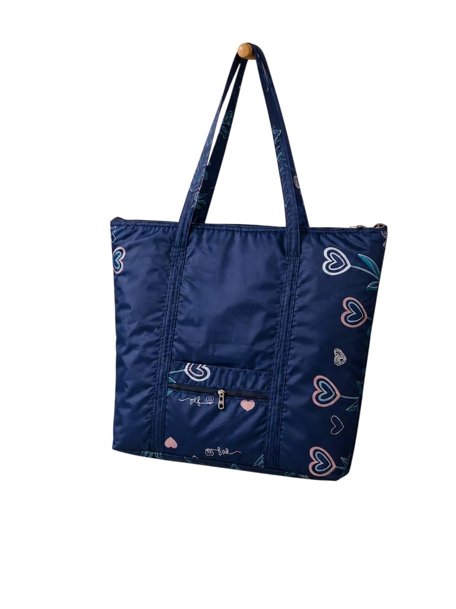 sivibag Foldable Waterproof Travel Tote Bag for Women | Cute Heart Print Lightweight Large Capacity Shoulder Gym Bag & Sports Bag with Zipper Pocket | Stylish College, Office & Daily Use Shopping Bag-picture-15