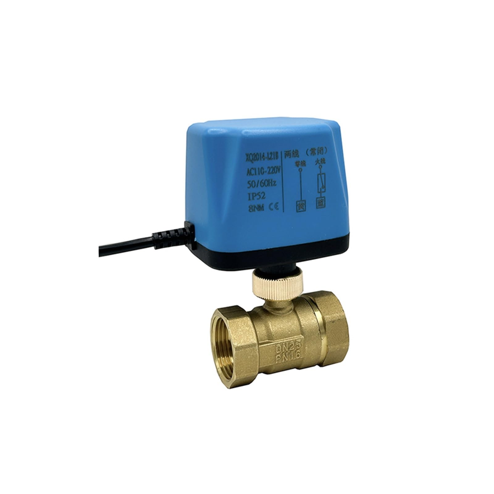 VSPPJYFG 1" Normally Closed/Open 2-Way Brass Electric Ball Valve 220V 12V 24V 2-Wire Motorized Ball Valve Replace Solenoid Valve(220VAC-NORMALLY CLOSED)