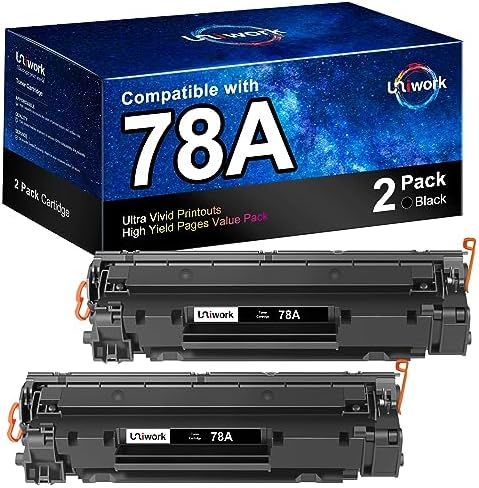 Uniwork 78A Black Toner Cartridges (2-Pack)-Compatible Toner Replacement for HP 78A CE278A Toner Cartridges Works with HP LaserJet Pro P1566, P1606 Series, HP LaserJet Pro MFP M1536 Series | CE278A