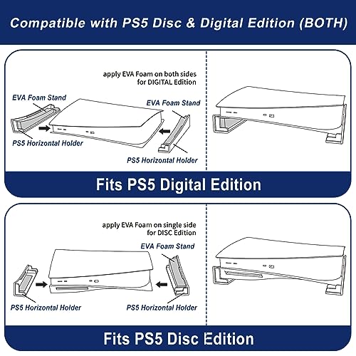 Image of Horizontal Stand Holder - Horizontal Base Stand Compatible with PS5 Disc & Digital Edition, Acrylic Desk Rack Desktop Console Support for PS5 Console Storage & Accessories Organizer (Solid Black)