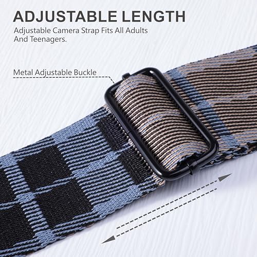 Image of Padwa Lifestyle Extra Long Adjustable Camera Strap for Photographers - 2 inch Wide Full Grain Cowhide Leather Ends Camera Straps with Quick Release for All Cameras,Binoculars(Twill Blue)