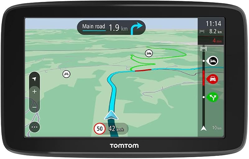 TomTom GPS Voiture GO Classic, 6 Pouces, Info Trafic, Essai des Alertes de Zones de Danger, Cartes EU, Mise à Jour Via WiFi, Fixation Reversible Intégrée