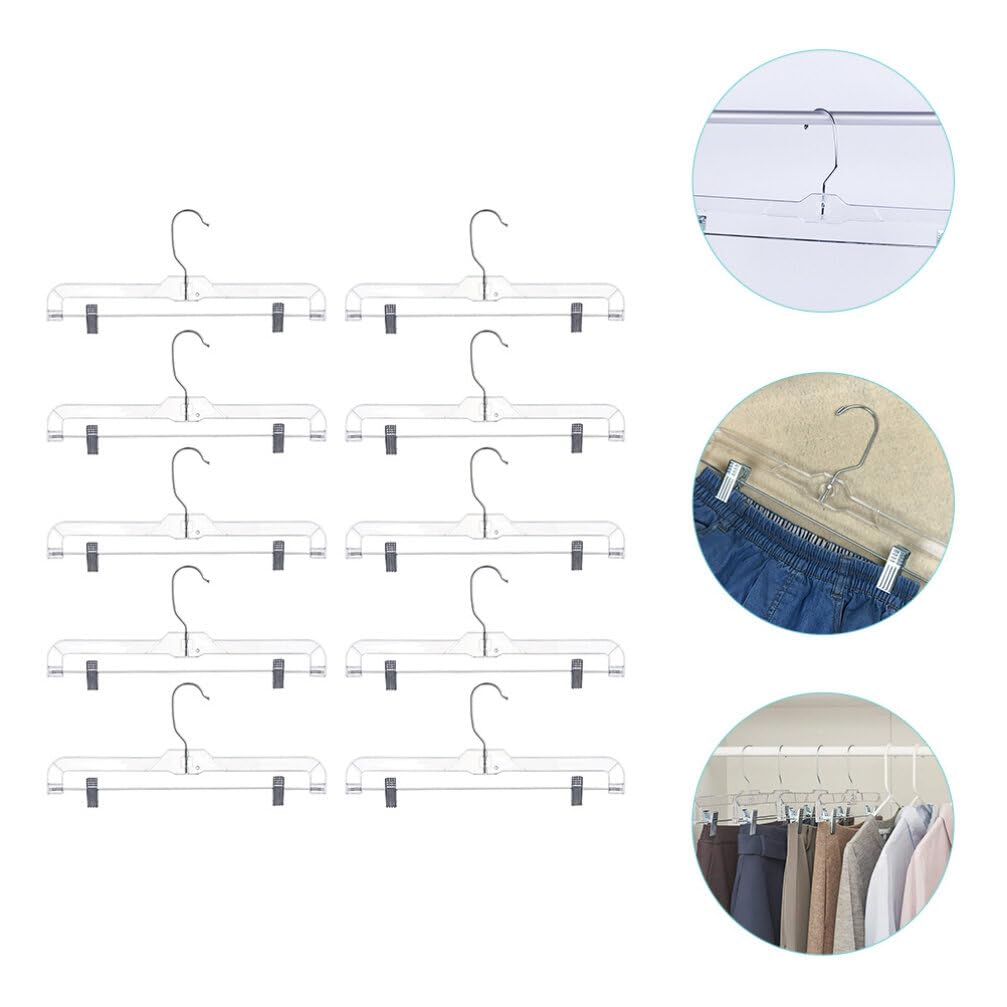 Alipis 10pezzi Grucce Trasparenti Regolabili Con Clip Per Pantaloni e Gonne Da Materiale Premium Con Gancio Hook Per Abbigliamento Variabile