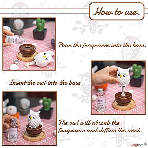 Lively Breeze Blinky Owl, Non-Electric Ceramic Diffusers For Essential Oils And Aromatherapy Fragrance, White Ceramic Diffusers In Car Or Desk Office Decor And Small Bathroom At Home, Brown Vase #TOP1