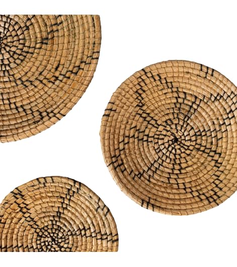 Decoracion Pared - Salon Dormitorio Hogar Baño Cocina - Adornos Pared para Salon Modernos - Cestas de Seagrass Algodon Colgantes Hechas a Mano- Diametro - (25 cm)