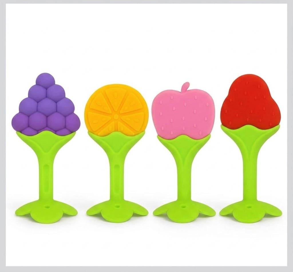 3D Teether Toys Set of 4 BPAFree Baby Teething Relief for 06 Months Natural Organic Freezer Safe Soothes Gingival Pain Promotes Oral Development-image-46