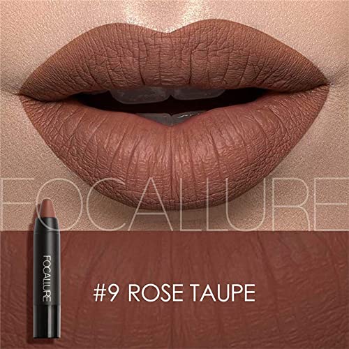Focallure Ultra Chic Matte Lipstick,Rich Vitamin E Lip Crayon,Lightweight Matte Color Without Drying Or Fading,Long Lasting Waterproof Lips Makeup,Rose Taupe #TOP1
