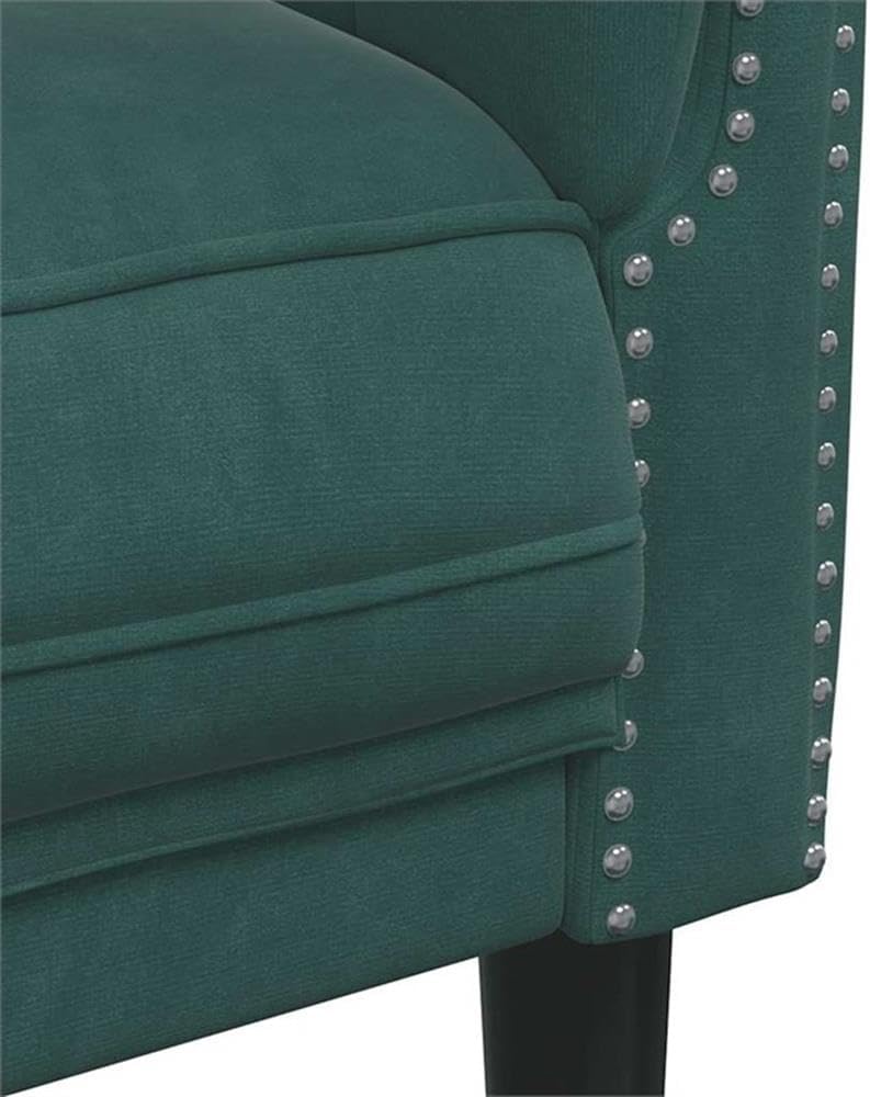 BOWERY HILL Contemporary Velvet Accent Chair, Dark Green Fabric Upholstery, Matte Finish, Solid Wood Frame, 30.3 x 31.5 x 29.1 in, Comfortable Single Seater for Living Room or Bedroom