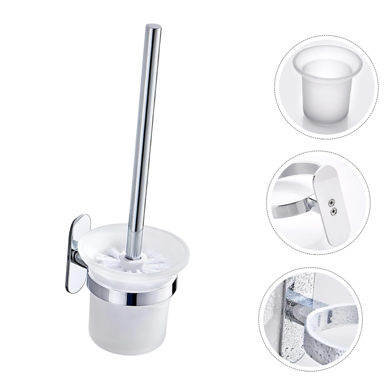 Juego de cepillo de inodoro de montaje en pared con soporte para jabón y cepillo de limpieza profunda, kit de limpieza de baño para cubo de pasta de dientes y más