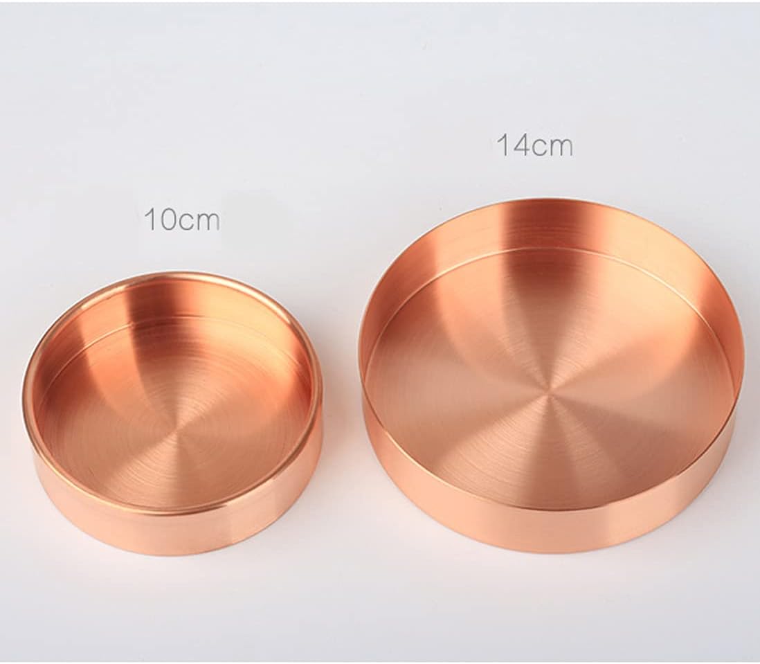 2pcs Set Round Dish Storage Tray Fruit Plate Cosmetics Jewelry Organizer Key Watch Holder Home Decorative Trays (14cm Diameter)