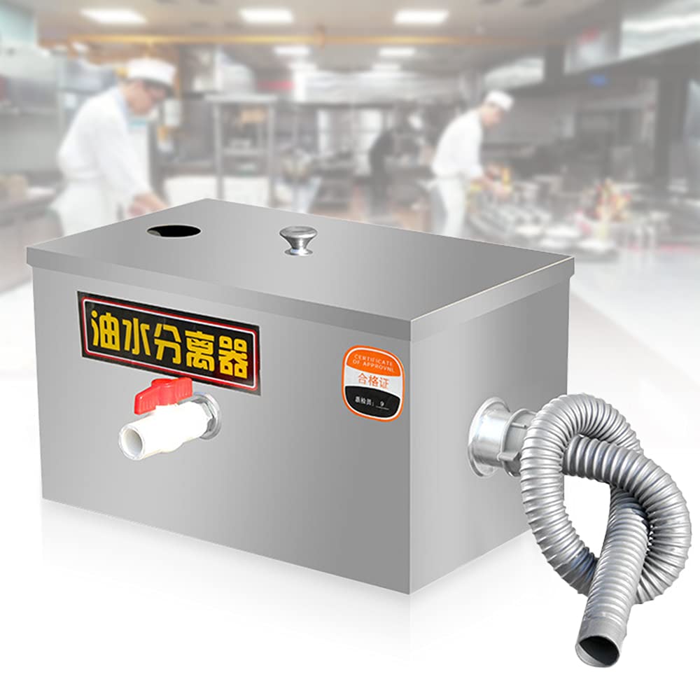 Separador de grasa de acero inoxidable Interceptor 35 x 25 x 23 cm Trampa de grasa comercial Residuos Agua Grasa Interceptor Restaurante Takeaway para cocina, hotel, restaurante, debajo del fregadero,