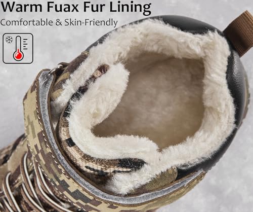 Boys Winter Boots Camouflage Snow Warm Faux Fur Lined Water-Resistant Shoes (Little Kid/Big Kid)2