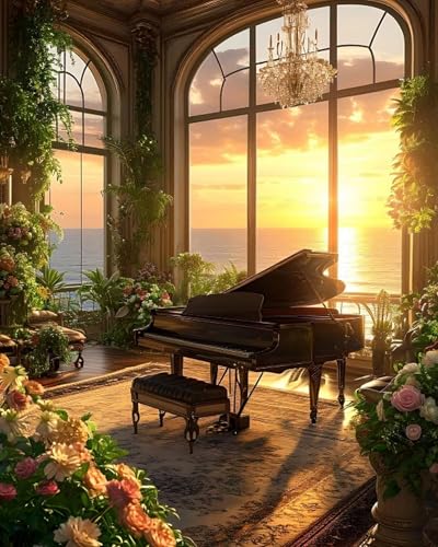 GLTEYACO 5D Diamond Painting Kit Complet piano DIY Adultes Enfants Strass Des Broderie Diamant Mosaique Artisanat Décor À La Maison 40x50 cm