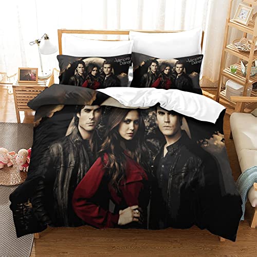 The Vampire Diaries Duvet Cover Movie Bedding Set Digital Printing Quilt Cover Simple Design Beds Set With Pillowcase Bedding Single（135X200CM）