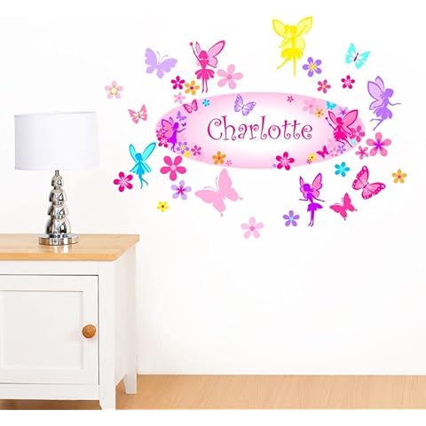 Rubybloom Designs Personalised Fairies, Flowers & Butterflies Girls Name Childrens Wall Stickers Cover