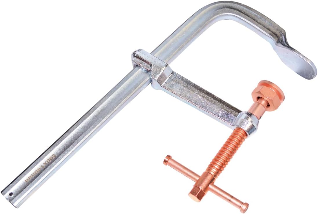 KANCA - HDC-600-C Heavy Duty Clamps With Copper Plated Spindle, Spatter Resistant Welding Clamps, Clamping Force 12,000 N, Opening 24 INCH, Drop-Forged F-Clamp, Bar Clamp (24" - 600 MM)