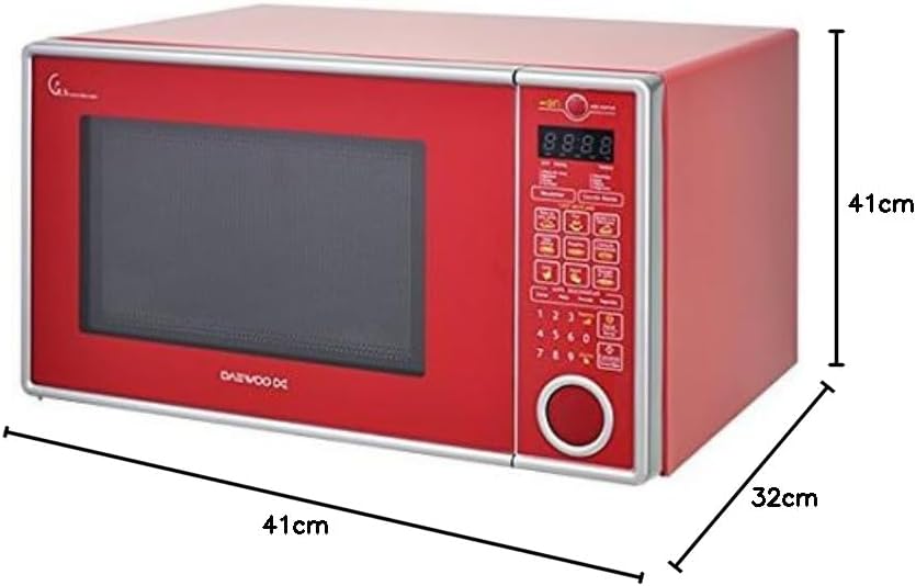 DAEWOO KOR-142HR Microwave Oven with dimensions labeled