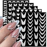 KTAABTR Nail 10 Sheets Silver Nail Art Stickers Glitter Silver Nail Design Silver French Tips Butter