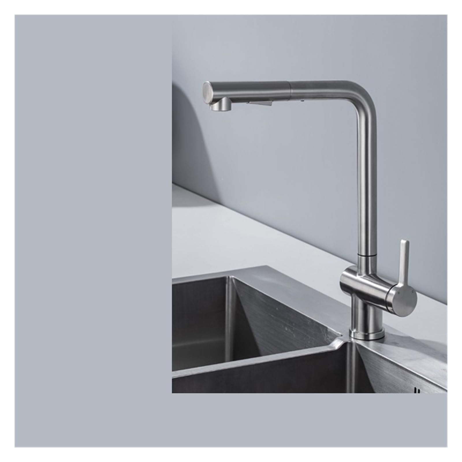 Robinet de cuisine mitigeur lavabo en acier inoxydable 304 laiton brossé