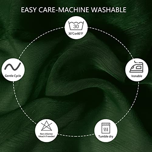 Christmas Decoration Hunter Green Valances For Windows - Rod Pocket Transparent Light Filtering Semi Sheer Window Valance Curtains For Kitchen/Living Room/Bedroom/Bathroom/Cafe 2 Panels 52 X 18 Inches #TOP5