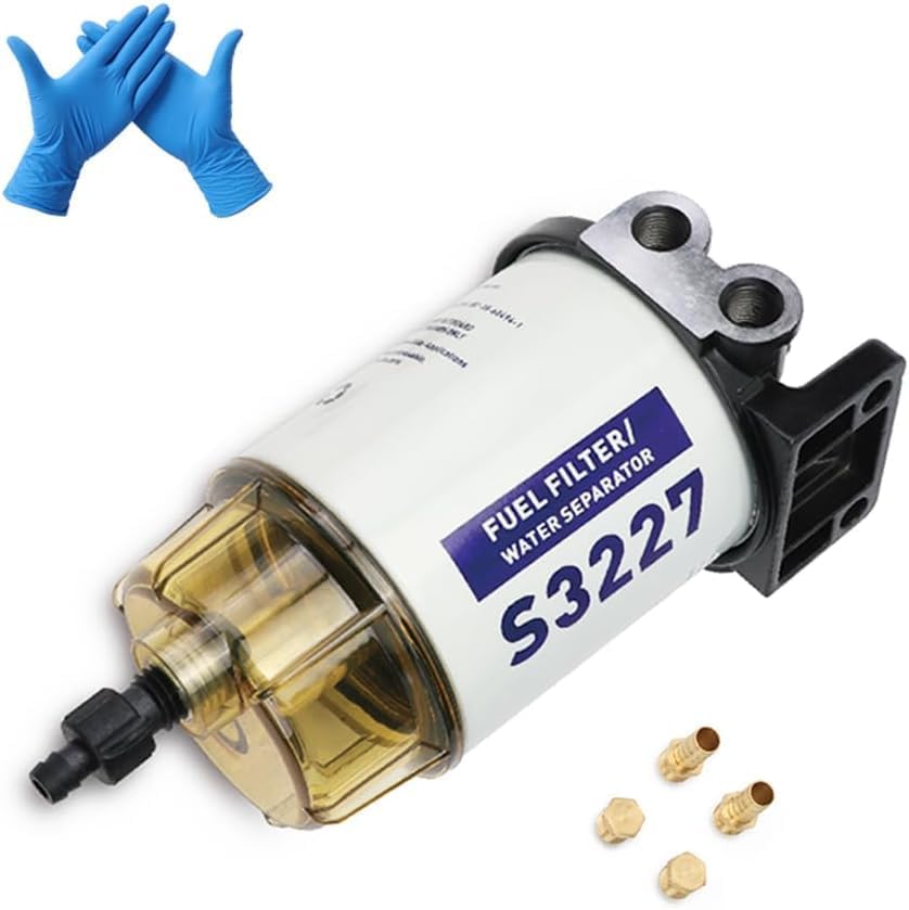 Replace 18-7948 SUKECA S3227 Fuel Filter Water Separator Kit Assembly with 3/8in Barb x 1/4in NPT Fittings Fits For Marine Outboard Motor 9-37882 490R-RAC-01 320R-RAC-01 18-7922